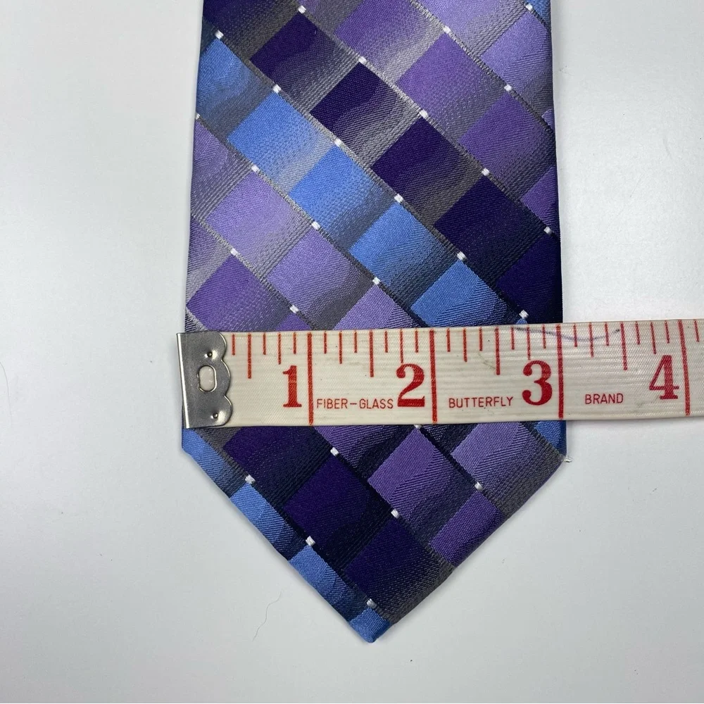 Van Heusen‎ Purple Blue Silver Plaid Silk Neck Tie